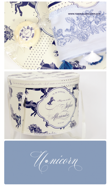 Trusou de botez brodat pentru baiati elegant cu unicorni, Butter Horse 13